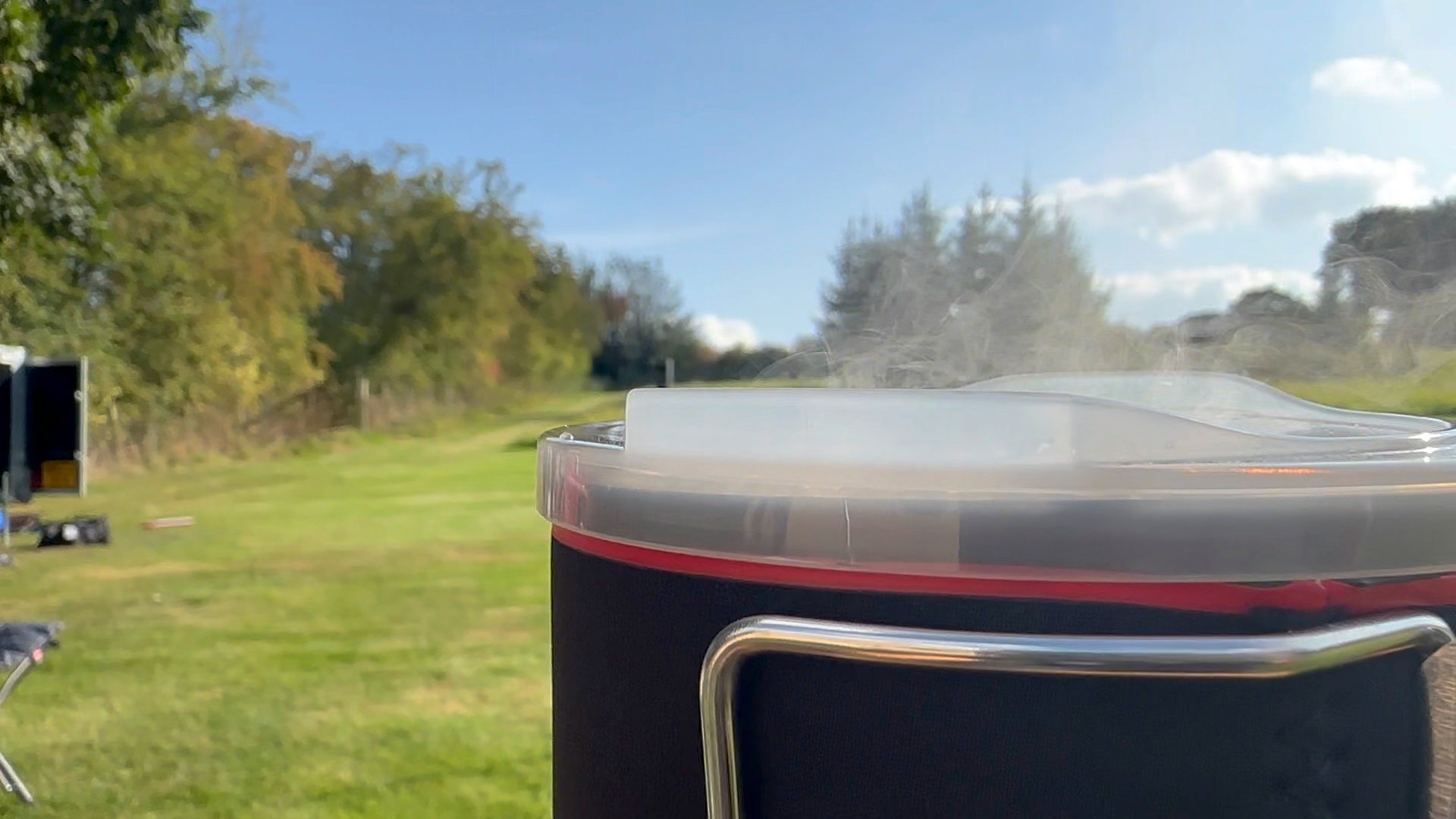 Steam rising out of the OEX Heiro Solo Stove Lid