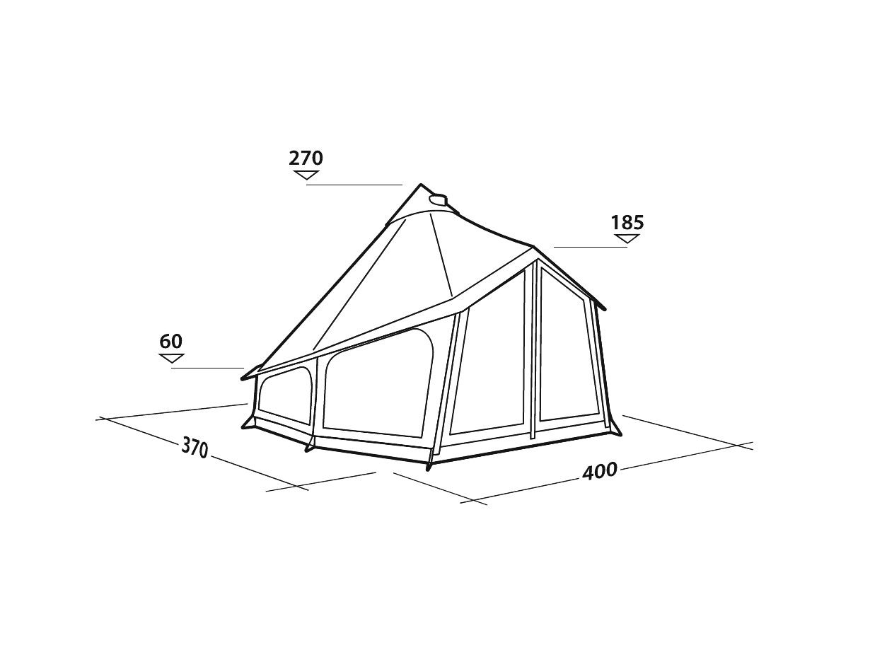 Diagram showing the Robens Settler Field tent dimensions