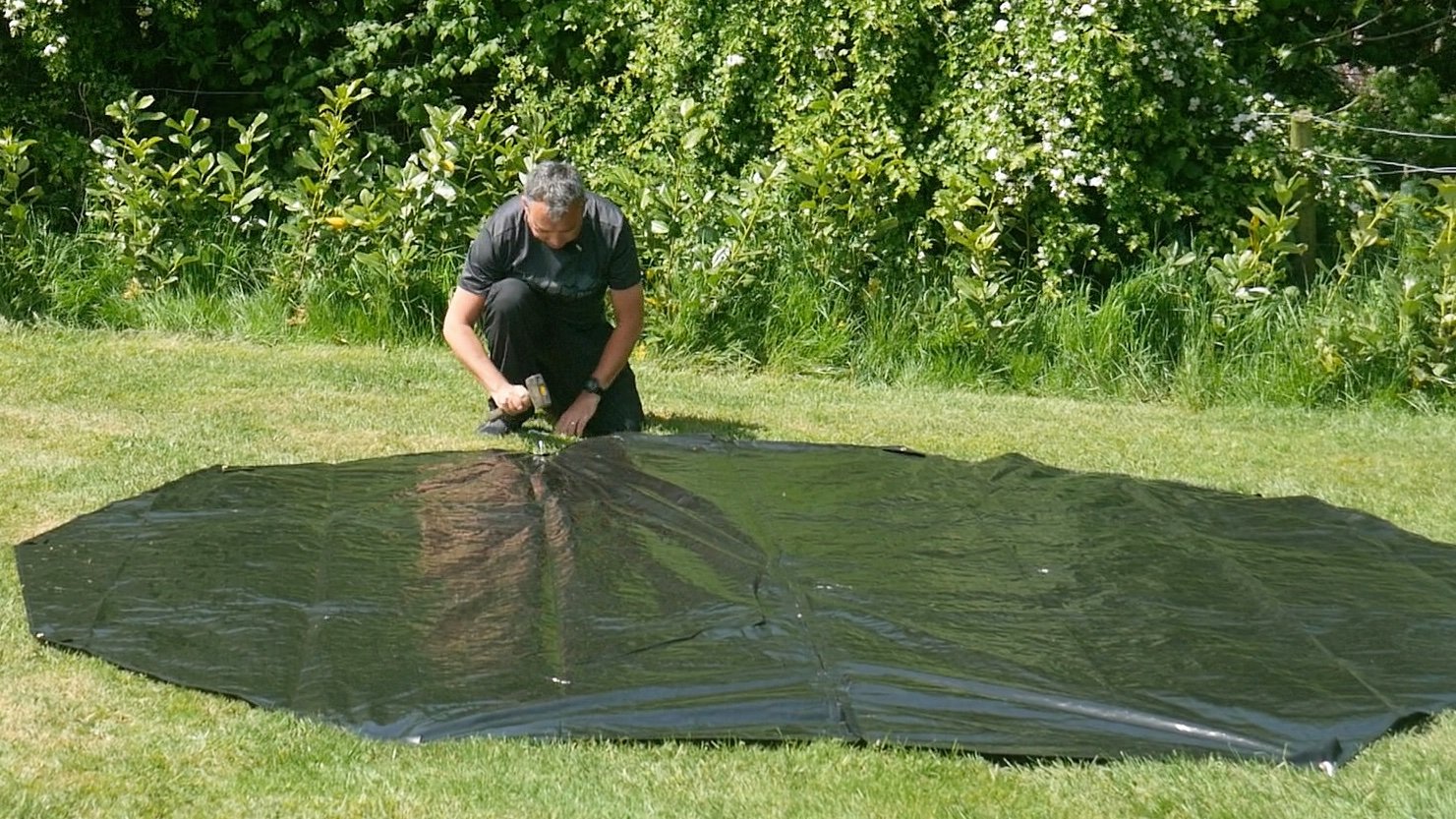 Pitching the tent footprint